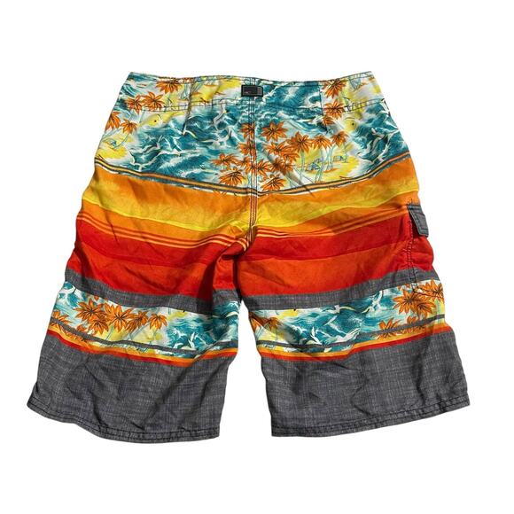 O'Neill Mens Size 28 Boardshorts Swim Surf Trunks Beach Floral Sunset Hawaiian - Picture 2 of 12